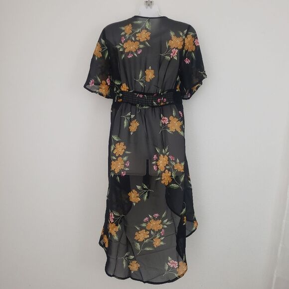 Live 4 Truth Floral Kimono Top Black Small Sheer Boho Cover Up Dark Fairy - Picture 6 of 7